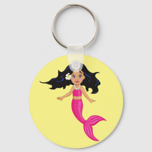 Roze Mermaid-kunst Sleutelhanger