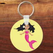 Roze Mermaid-kunst Sleutelhanger (Voorkant)