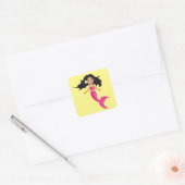 Roze Mermaid-kunst Vierkante Sticker (Envelop)
