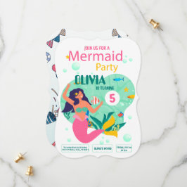 roze mermaid Party Birthday Invitation Save The Date