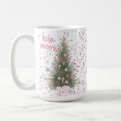 Roze "Merry" Christmas Pink Pine Tree Gepersonalis Koffiemok (Links)