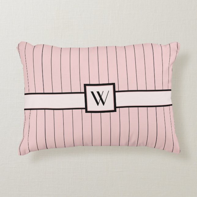 Roze met Black Pinstripes Accent Pillow Accent Kussen (Voorkant)