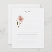 Roze met bloemen bekleed briefpapier (Voorkant / Achterkant)