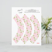 Roze met bloemen cupcake wrapper, cupcake wrap (Staand voorkant)
