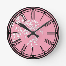 Roze met Cherry Blossom Wall Clock