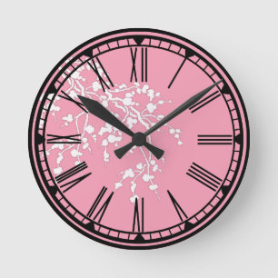Roze met Cherry Blossom Wall Clock Ronde Klok