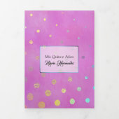 Roze met Confetti en aangepaste foto Quinceañera Drieluik Uitnodiging (Cover)