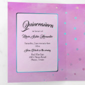 Roze met Confetti en aangepaste foto Quinceañera Drieluik Uitnodiging (Binnenzijde eerst)