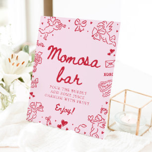 Roze met de hand getekend Baby Shower Momosa Bar B Reclamebord Met Voetstuk