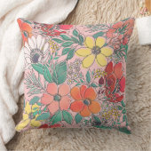 Roze, met de hand getekend, crème girale roze kussen (Deken)