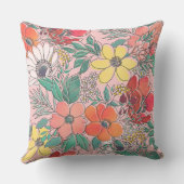 Roze, met de hand getekend, crème girale roze kussen (Achterkant)