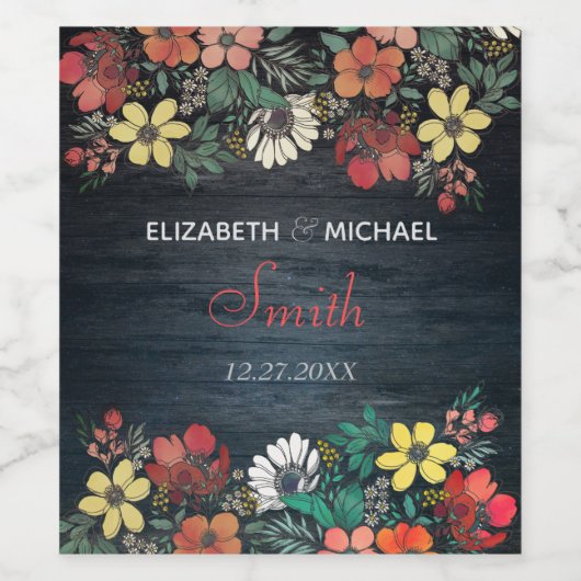 Roze, met de hand getekend, crème girale roze wijn etiket (Enkel label)