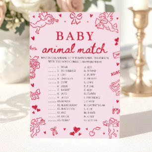 Roze Met De Hand Getekende Baby Dier Match Baby Sh Kaart