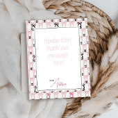 Roze met de Hand Getekende BOWling Bogen Meisje Ve Bedankkaart