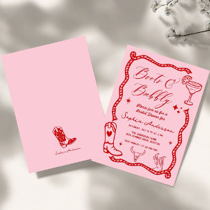 Roze met de hand getekende laarzen Bruisende rusti Kaart