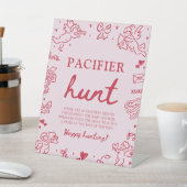 Roze met de hand getekende Valentijnsbabyfopspeen Reclamebord Met Voetstuk (Insitu)