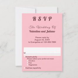 Roze Met Donker Bourgondische Tekst Portret Trouwf RSVP Kaartje