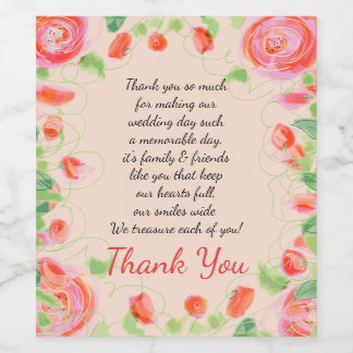 Roze met Floral Wijn Etiket