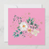 Roze met Flowers Bachelorette Party Invitation Kaart (Achterkant)