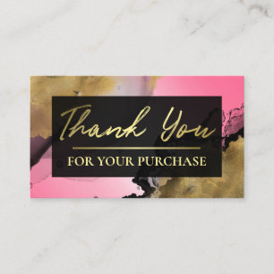 Roze met Gold Ink Hartelijk dank voor uw aankoop Visitekaartje