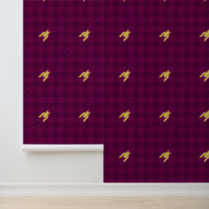 Roze met gouden accent houndstooth behang