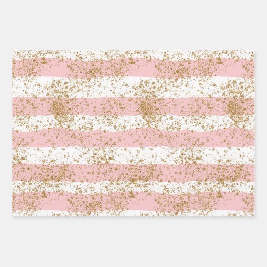 Roze met goudglitter bruiloft inpakpapier vel (Voorkant 3)