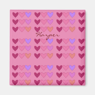 roze met harten kleurrijke meisjes magneet