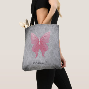 Roze met juwelen versierde vlinder draagtas