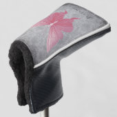 Roze met juwelen versierde vlinder golfheadcover (3/4 voorkant)