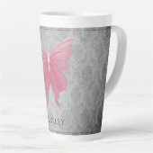Roze met juwelen versierde vlinder latte mok (Rechterhoek)