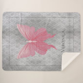 Roze met juwelen versierde vlinder sherpa deken (Voorkant (horizontaal))