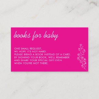 Roze met kleine witte bloemen "Boeken voor Baby" Informatiekaartje