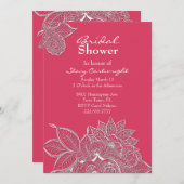 Roze met Lacy Bloemen Bruids Douche Uitnodiging (Voorkant / Achterkant)