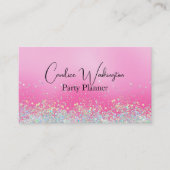 Roze met mousserende Confetti Visitekaartje (Voorkant)