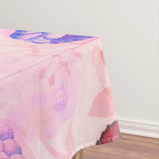  roze met Paarse Floral Print Tafelkleed (Voorbeeld)