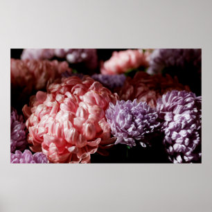Roze met paarse paasbloemen in licht poster