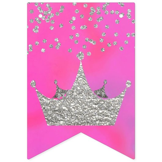 Roze met Silver Crowns Quinceañera Bunting Vlaggetjes (Eerste vlag)