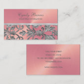 Roze met Silver Damask Visitekaartje (Voorkant / Achterkant)