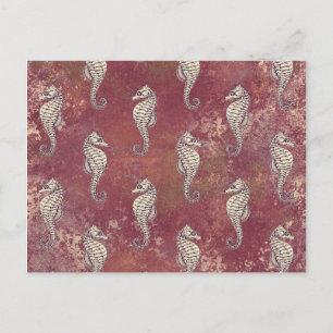 Roze met White Seahorse Briefkaart