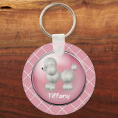 Roze met wit Sleutelhanger (Voorkant)