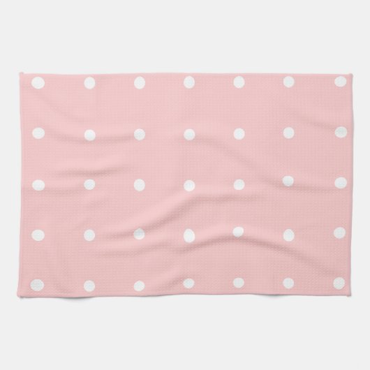 Roze met witte poka Dots keukenhanddoek (Horizontaal)