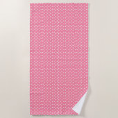 Roze met witte pooldots strandlaken (Voorkant)