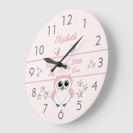 Roze met zilveren sterren en naam grote klok (Hoek)