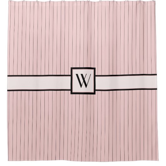 Roze met zwarte pinstripes douchegordijn (Voorkant)