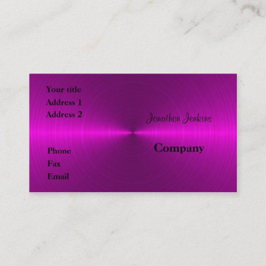 Roze metaal visitekaartje (Voorkant)