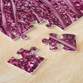 roze metalen abstract glanzend monogram naam meisj legpuzzel (Zijkant)