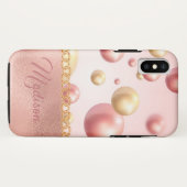 Roze metalen bubbels Meisje Peach Gold Case-Mate iPhone Case (Achterkant (horizontaal))