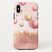 Roze metalen bubbels Meisje Peach Gold Case-Mate iPhone Case (Achterkant)