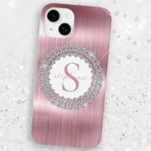 Roze metalen diamanten monogram extra luxueus
