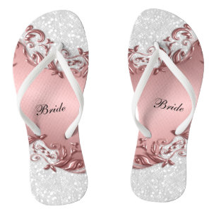 Roze metalen flesjes en Confetti glitter Weddens Teenslippers